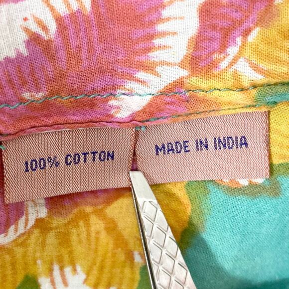 LISA CORTI Milano Dress S Floral Green Pink Gold-Button Henley Long-Sleeve”Kurta - Picture 11 of 15